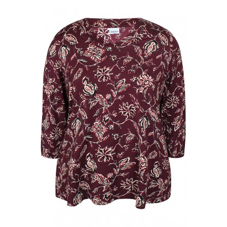 Zhenzi Zh-Sylva 1016-Blouse 3/4 - Bordeaux printet bluse 201016 Maroon