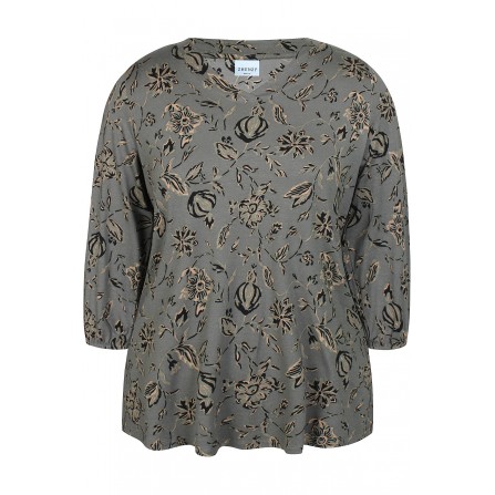 Zhenzi Zh-Sylva 1016-Blouse 3/4 - Grøn printet bluse 201016 Stone Green