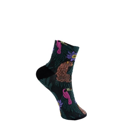 Black Colour BCELKE ANIMAL SOCK - Strømpe med dyreprint 4345 Bottle Green