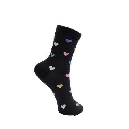 Black Colour BCFINJA HEART SOCK - Sort strømpe med hjerter 4344 Black