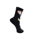 Black Colour BCFRANCHIE FLOWER SOCK - Sort strømpe med blomster 4337 Black