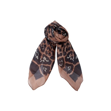 Black Colour BVHANNAH SILK SCARF - Leopard silke tørklæde 208402 Natural