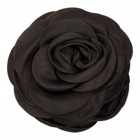 Pico Giant Satin Rose Claw - Sort hårklemme med blomst CL51 Black