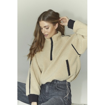 Co'Couture MadinCC Fleece Anorak - Beige teddy anorak 30341 Sand