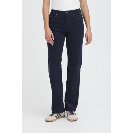 Pulz PZSALLY HW Pant straight leg - Marine fløjls bukser 50210073 Dark Sapphire