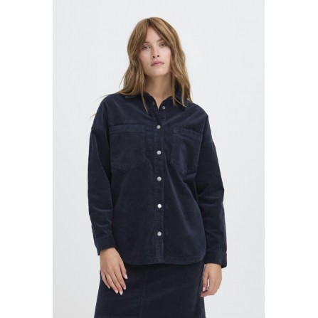 Pulz PZSALLY SHIRT - Marine fløjls skjorte jakke 50210074 Dark Sapphire