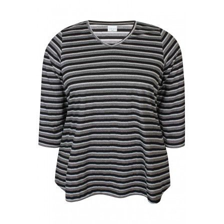 Zhenzi Zh-Alberta 1010-T-shirt - Grå stribet t-shirt 201010 Semi Grey Melange