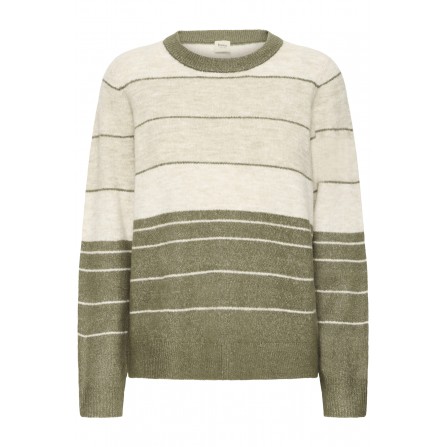 Fransa FRELLIS PU 2 - Grøn stribet strik 20614493 Dusty Olive Melange