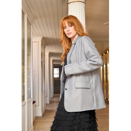 Black Colour BCBRIELLE BLAZER - Stribet blazer jakke med similisten 40967 Grey