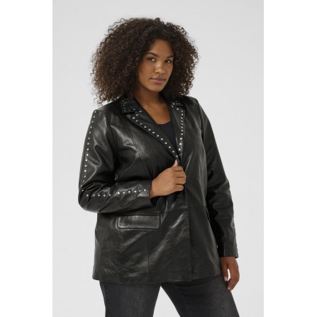 Kaffe Curve KCtera Leather Blazer - Sort skindblazer 10583695 Black Deep