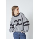 Co'Couture RowCC Coco Logo Knit - Grå strik med logo 32214 Light Grey