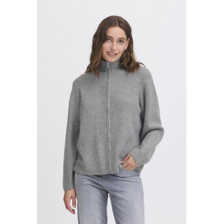 ICHI IHDUCIE CA - Grå rib strikket cardigan 20124198 Grey Melange