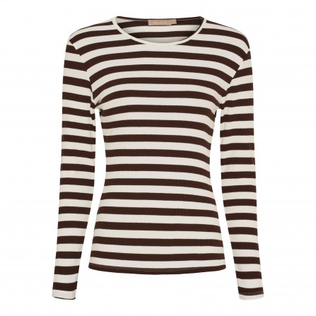 Marta MdcBegonia LS Tee - Brun stribet t-shirt 7702 Moro