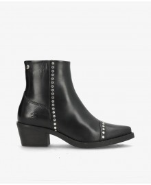 Shoedesign CARMINA SI - Sort støvle med nitter SD-510008-1015 Black_Silver-on leather