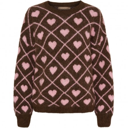 Marta MdcFeray Knit - Brun strik med hjerter 8151 Moro9510/Rosa9532