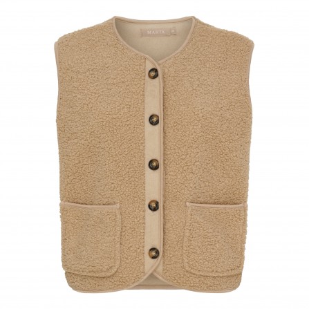 Marta MdcEmmie Vest - Beige plys vest 25172 Camel