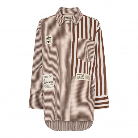 Marta MdcBirch Shirt - Brun stribet skjorte 258998 Moro Stripe