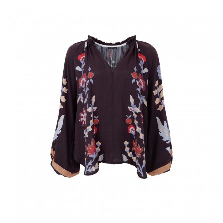Black Colour BCMARIGOLD Blouse - Mørkebrun blomstret bluse 41024 Dk. Chocolate