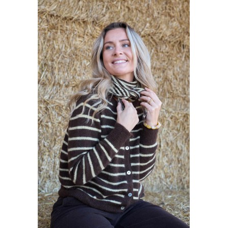 Black Colour BCDELL STRIPED KNIT CARDIGAN - Brun stribet cardigan 1197 Mocca