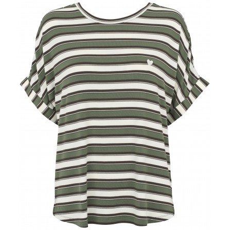 Missya Softness Stripe T-shirt - Grøn stribet natbluse 13348 Dusty Green