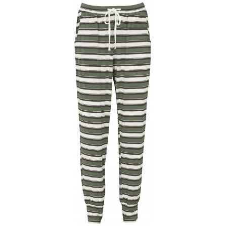 Missya Softness Pants - Grøn stribede pyjamas bukser 13343 Dusty Green