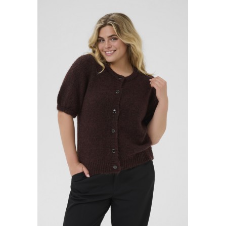 Kaffe Curve KCemilia Cardigan - Brun kortærmet cardigan 10583437 Fudge