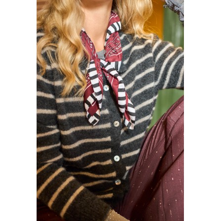 Black Colour BCDELL STRIPED KNIT CARDIGAN - Grå stribet cardigan 1197 Dk. Grey