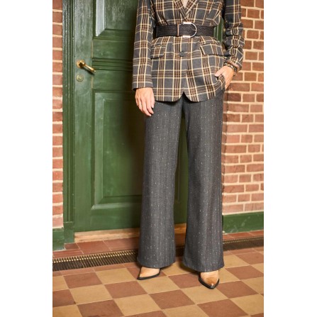 Black Colour BCMURPHY BOX PANT - Grå buks med lurex 40943 Dk. Grey