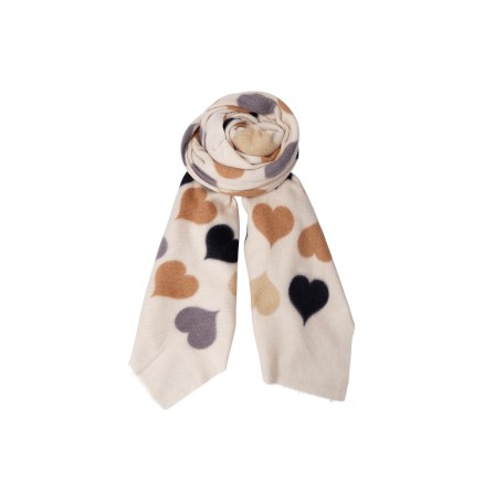 Black Colour BCRUMI HEART WINTER SCARF - Tørklæde med hjerter 208418 Creme
