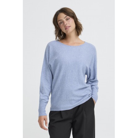 Fransa FRROMINA PU 1 - Lyseblå strik bluse 20617295 Rain Washed Melange