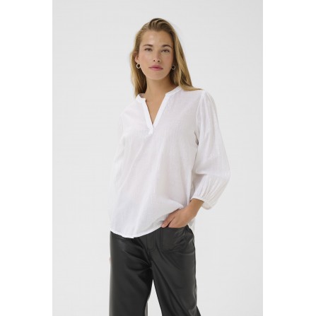 Kaffe KAluise Blouse - Hvid bluse med sølv stribe 10511016 Optical White