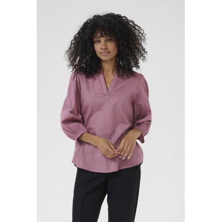 Kaffe KAluise Blouse - Rosa bluse med sølv stribe 10511016 Tulipwood