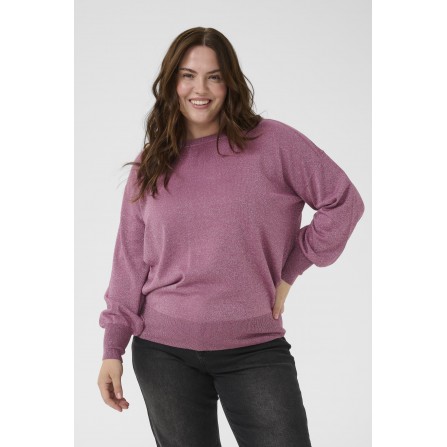 Kaffe Curve KCregitta Knit Pullover - Rosa strik med sølv glitter 10581898 Tulipwood