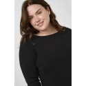 Kaffe Curve KCmina Knit Pullover - Sort strik med sten 10583801 Black Deep