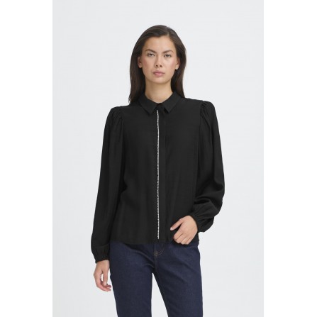 ICHI IHRHINES SH2 - Sort skjorte med perle pynt 20124918 Black