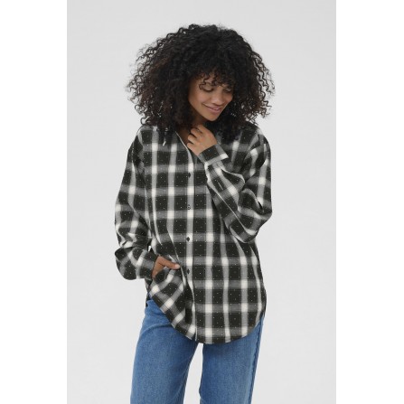 Kaffe KAluna Shirt - Ternet skjorte med sten 10510784 Black White Check