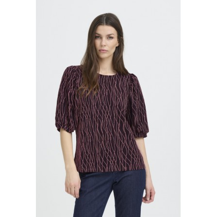 Pulz PZTHEA SS BLOUSE - Rosa lurex bluse 50210155 Dark Rose