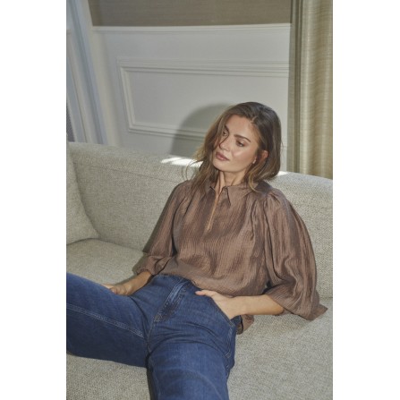 Co'Couture TassyCC Collar Blouse - Brun bluse 35975 Walnut