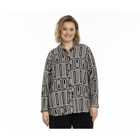 Gozzip GKarina Shirt - Sort/hvid printet skjorte G256001 Black/Offwhite