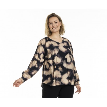 Gozzip GAnnika Blouse - Lilla printet bluse G256004 Black Cloud