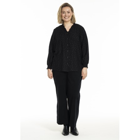 Gozzip GMarianne Blouse - Sort skjorte med guld prikker G256062 Black/Gold
