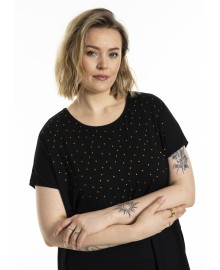 Gozzip Gitte T-shirt with print - Sort t-shirt med guld prikker G256067 Black