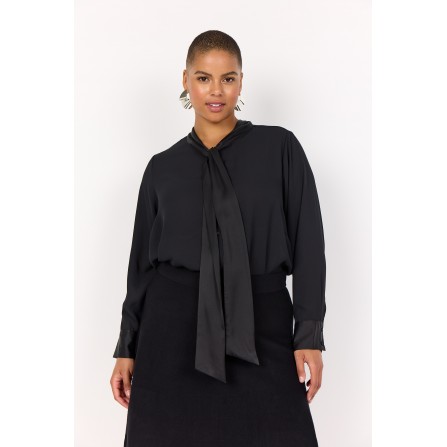 Wasabi WA-THERESE 8 - Sort skjorte med bindebånd W10601 Black