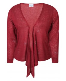 Zhenzi Zh-Agar 1152 Cardigan - Rød cardigan med sølv mønster 201152 Burgundy Red