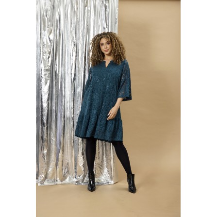 Zhenzi Zh-Tist 1111-Dress 3/4 - Petroleum farvet blonde kjole 201111 Teal Green