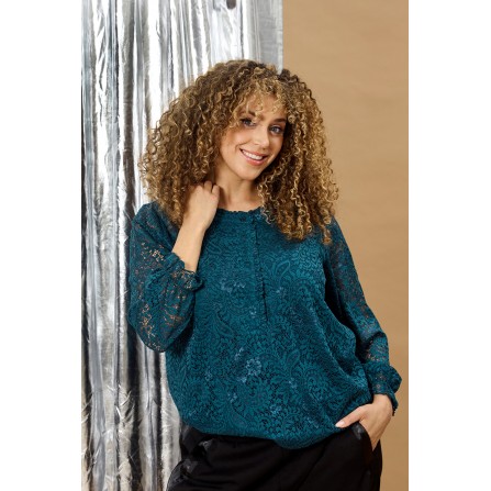 Zhenzi Zh-Tist 1110-Blouse L/S - Petroleum farve blonde bluse 201110 Teal Green