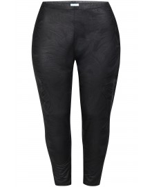 Zhenzi Zh-Freda 1100-Leggings - Sort Leggings med blad print 201100 Black