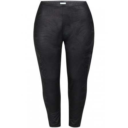 Zhenzi Zh-Freda 1100-Leggings - Sort Leggings med blad print 201100 Black