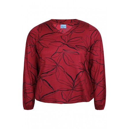 Zhenzi Zh-Sylva 1105-Blouse L/S - Rød bluse med print 201105 Burgundy Red