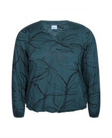 Zhenzi Zh-Sylva 1105-Blouse L/S - Petroleum farvet bluse med print 201105 Teal Green